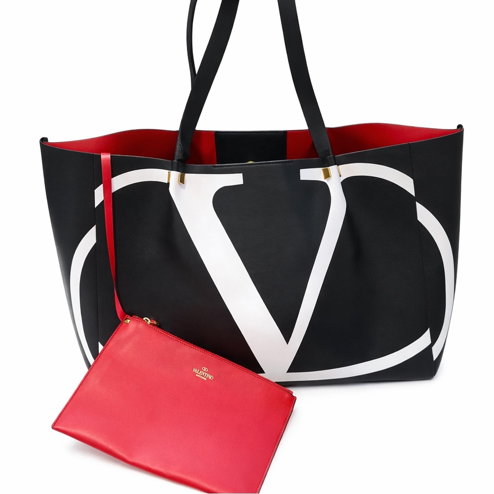 Valentino VLogo Large Leather tote with Pouch
